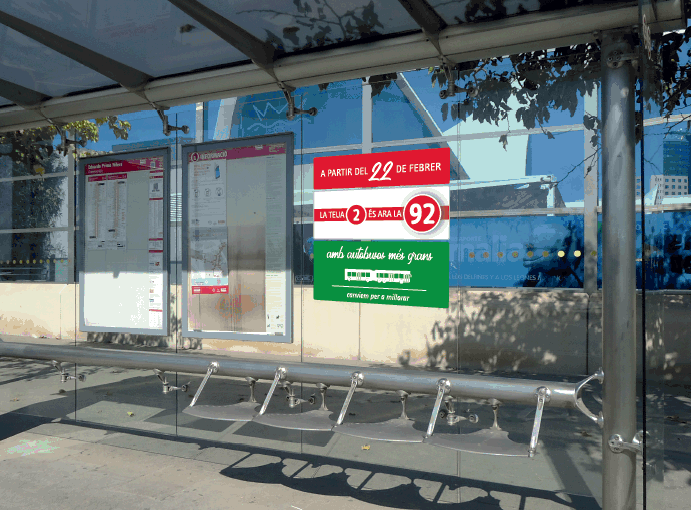 Es col·locaran vinils en un total del 80 marquesines, però també s'afegiran 130 mupis, 25 autobusos i 185.000 fullets explicatius.
