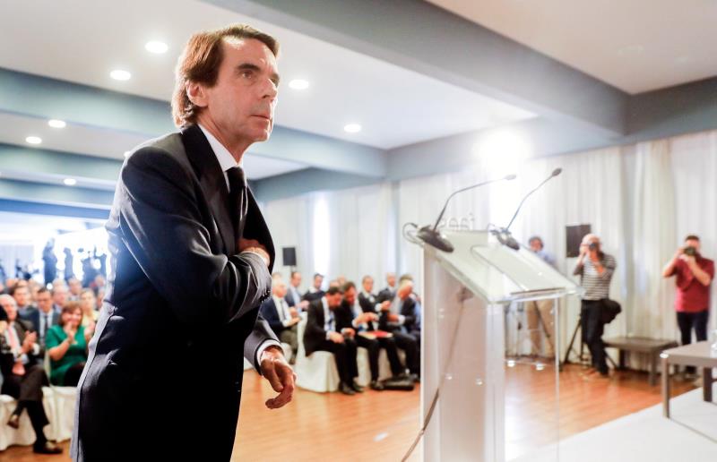 L'expresident del govern espanyol, José María Aznar, apunt d'iniciar el seu discurs en el tercer fòrum d'Ideas FAES.