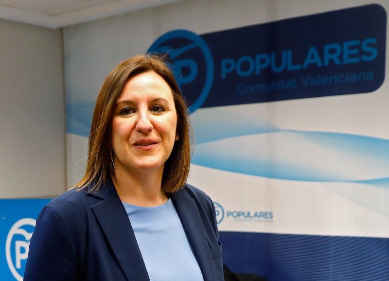 María José Català en la seu del PPCV aquest dijous després de la roda de premsa que ha oferit.