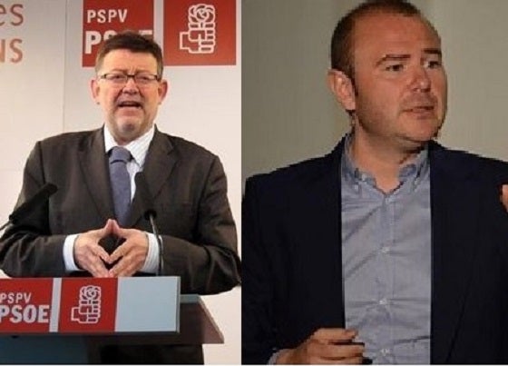 El candidats socialistes Ximo Puig i Toni Gaspar.