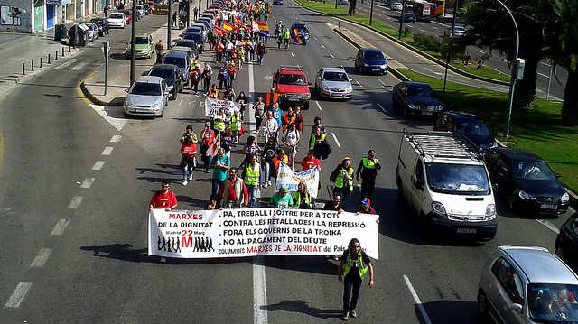 Moment en que la marxa va eixir des de València.