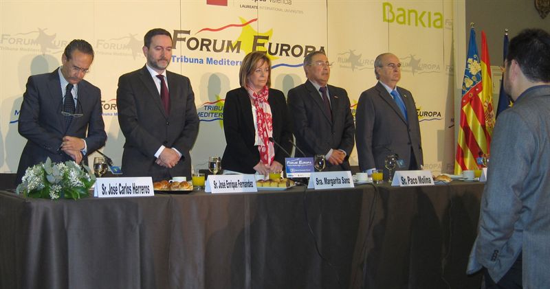 Marga Sanz, hui al desdejuni informatiu de la tribuna 'Fórum Europa. Tribuna Mediterrània'.