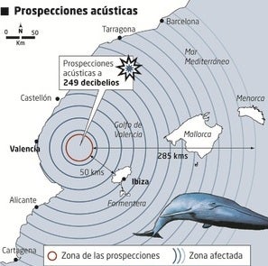 Gràfic de la zona afectada per les prospeccions.