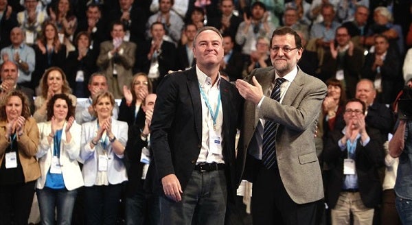 Fabra i Rajoy, en la Intermunicipal del PP celebrada al Palau de la Música de València.