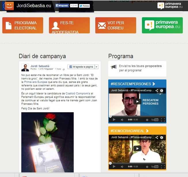 Aspecte de la pàgina web www.jordisebastia.eu.