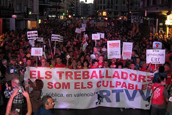 Manifestació contra el tancament de Canal 9.