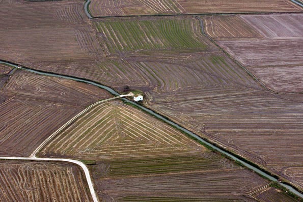 Vista aèria de camps de cultiu en l’Horta Sud.