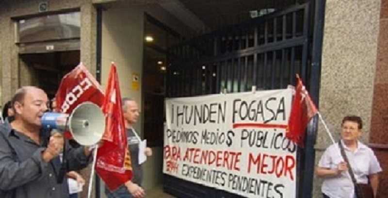 Imatge d'arxiu d'una protesta sindical davant el Fogasa.