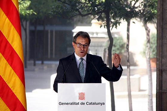 El president de la Generalitat Catalana, Artur Mas, en la seva compareixença per valorar el referèndum d'Escòcia.