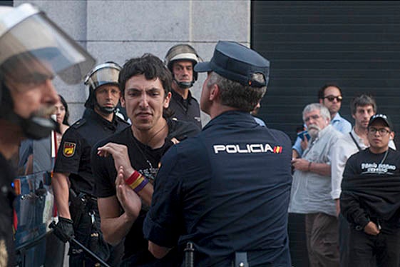 Intervenció policial en una manifestació a Madrid.