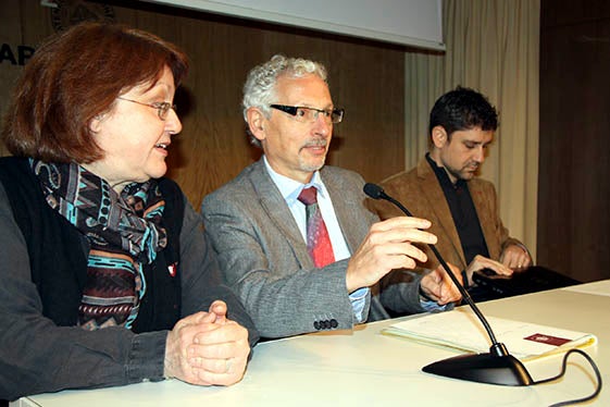 La vicepresidenta de l'Ateneu Barcelonés, Patrícia Gabancho, i el magistrat de l'Audiència de Barcelona Santiago Vidal