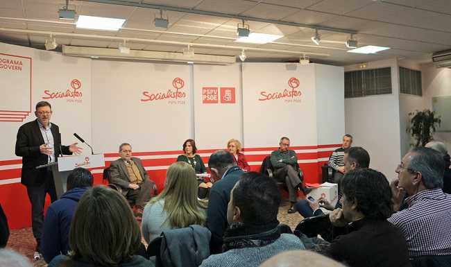 Ximo Puig durant la jornada sobre sanitat celebrada a la seu del PSPV-PSOE.