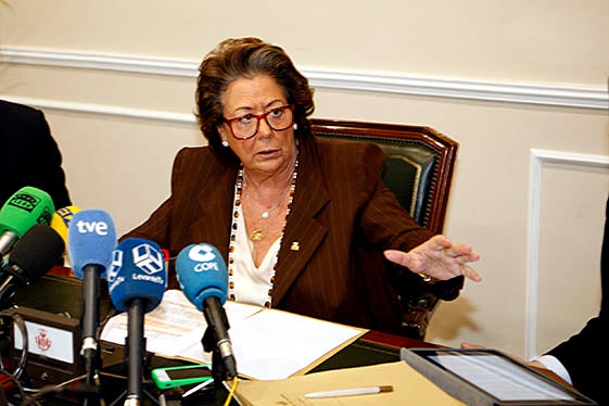 L'alcaldessa de València, Rita Barberá, este divendres.