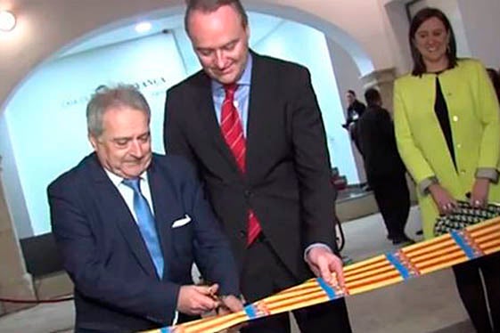 Alfonso Rus i Alberto Fabra, durant la inauguració d'un museu a Xàtiva.