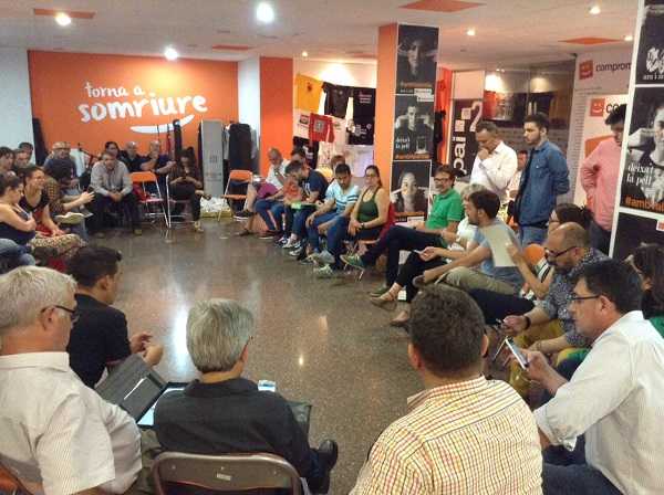 Un moment de la reunió de l'executiva de Compromís celebrada ahir.