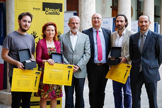 D’esquerra a dreta, Germán Caballero, Casilda Gómez, el rector Esteban Morcillo, Gustavo Zaragoza, José Luis Vila-San-Juan i el professor Sergio Tezanos.