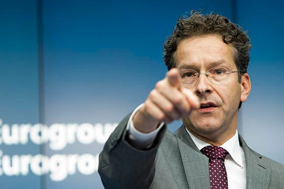 El president de l'Eurogrup, Jeroen Dijsselbloem, durant la roda de premsa a Brussel·les.