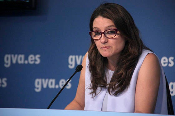 La vicepresidenta i consellera portaveu de la Generalitat Valenciana, Mònica Oltra, intervé durant la roda de premsa posterior al ple del Consell d'aquest dimarts.