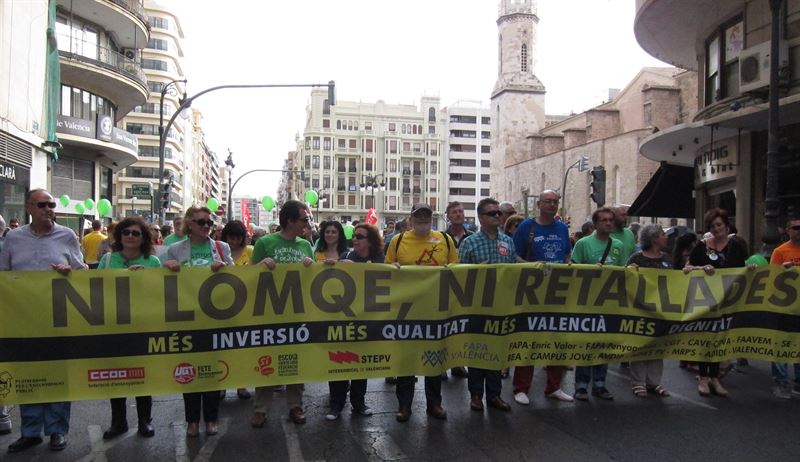 Imatge de la capçalera de la manifestació celebrada a València.