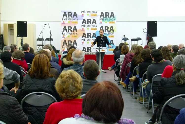 Josep Barberà en l'acte de tancament de campanya d'Ara, País Valencià.
