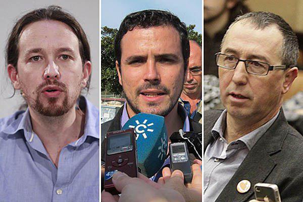 Pablo Iglesias, Alberto Garzón i Joan Baldoví.