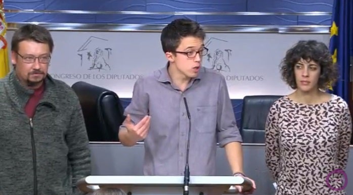 Íñigo Errejón durant un moment de la roda de premsa celebrada aquest dimarts.