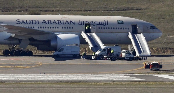 Imatge de l'avió saudita en què s'ha registrat la falça amenaça de bomba.