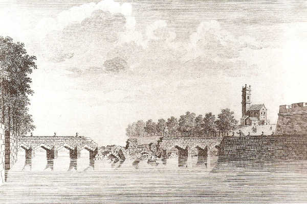 Làmina Cavanilles del desbordament del Túria de 1776 a València. 