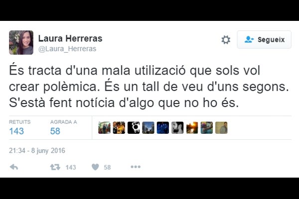 Tuit de Laura Herreras.