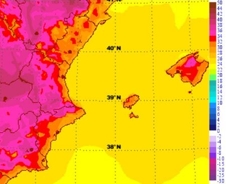 Temperatura màxima prevista aquest dimarts.
