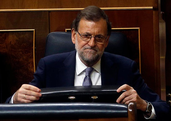 Mariano Rajoy a l'escó del Congrés dels Diputats després de perdre la votació de la seva investidura.