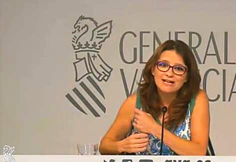 Mónica Oltra, durant la roda de premsa d'aquest divendres.