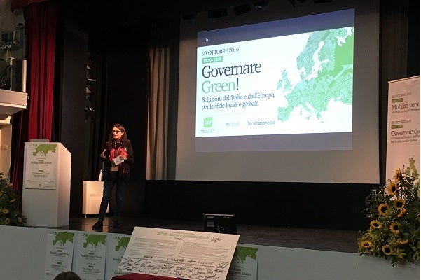 Mònica Oltra, durant la seua ponència a l’European Green Party.