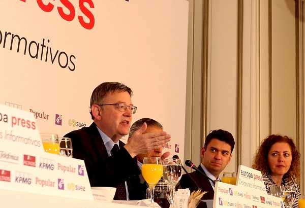 Ximo Puig en un moment de la seua conferència pronunciada a Madrid.