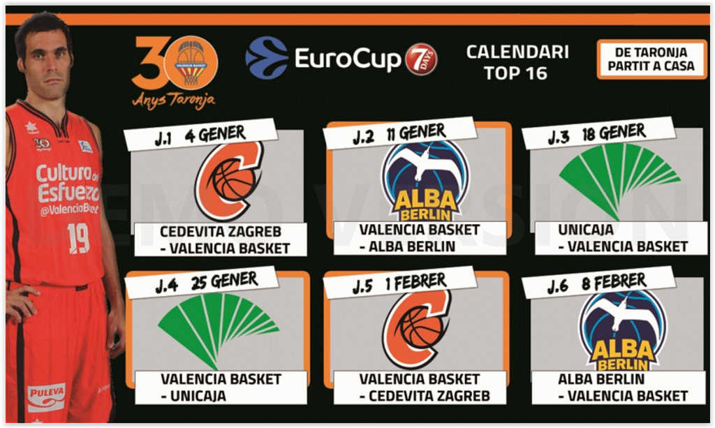 El calendari del València Bàsquet en aquesta segona fase.