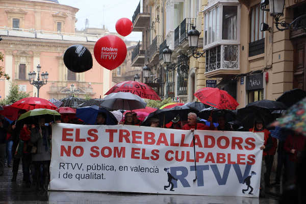 Manifestació dels extreballadors de RTVV del 29/11/2016.