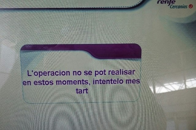 Missatge de la màquina de Renfe.