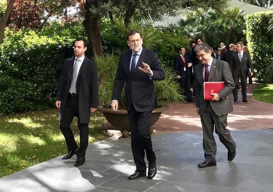 Mariano Rajoy, en arribar a la jornada amb empresaris i polítics catalans.