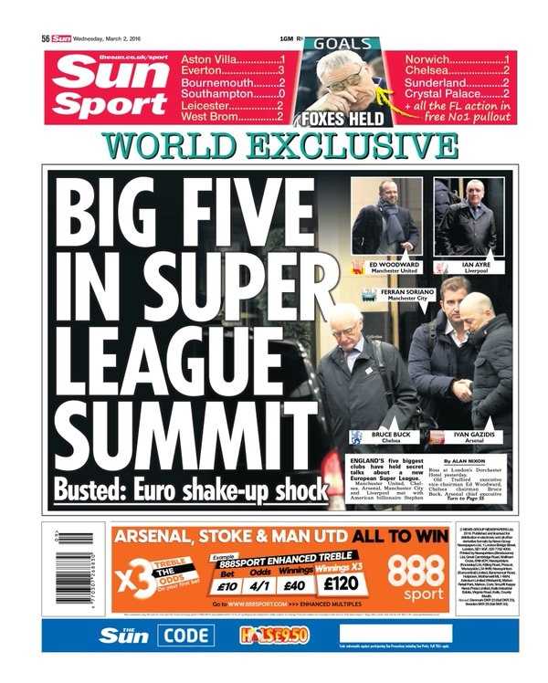 Portada del rotatiu britànic 'The Sun Sport'.