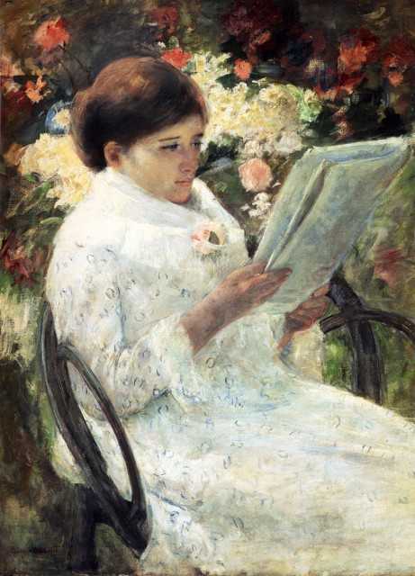 Mary Cassatt, "Dona llegint en un jardí", 1880, oli sobre llenç