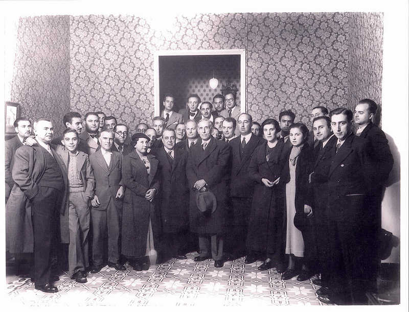 Pompeu Fabra a la seu d'Acció Valenciana, a València, el 1935