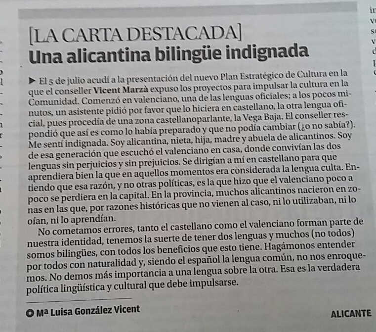 Els bisbes també defenen el bilingüíime, però només utilitzen el castellà. Com la signant d'aquesta carta.