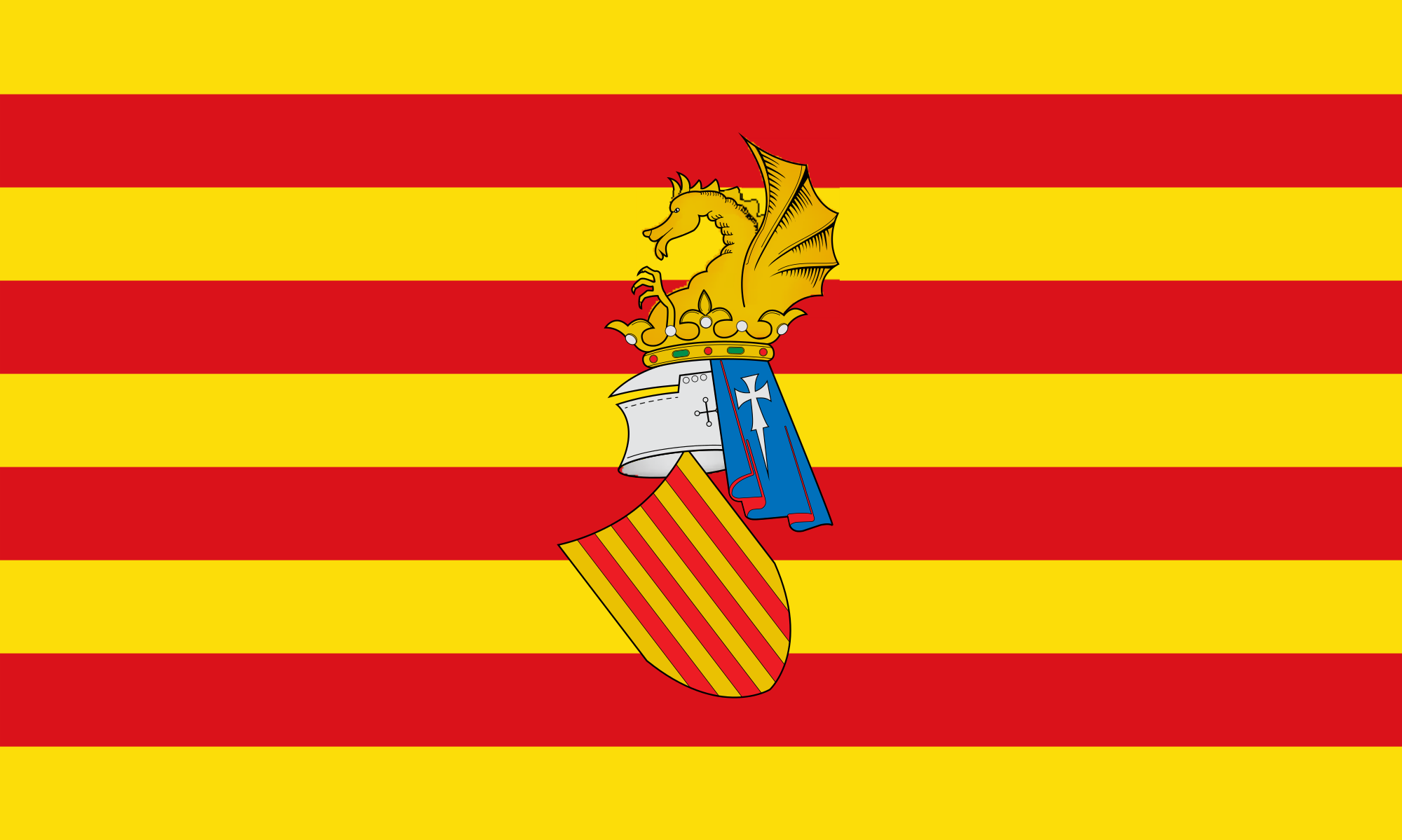 Bandera del Consell preautonòmic durant la Transició que fou la primera bandera oficial del País Valencià.