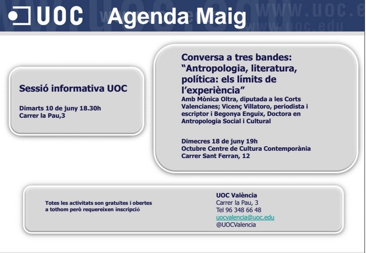 Agenda per al mes de juny.