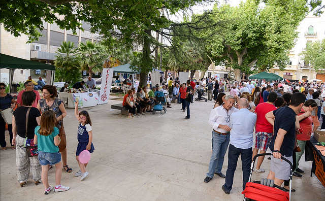 Aspecte de la Plaça de Sant Domingo durant la Fira per la Solidaritat.