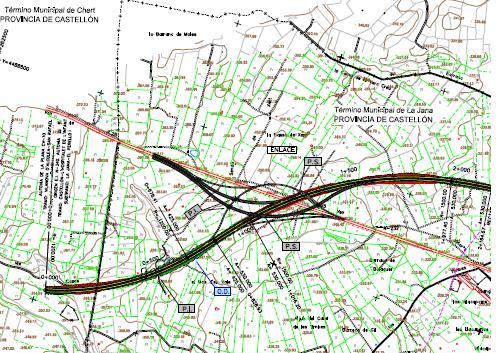 Encreuament CV10 amb N232 on no es preveu encara la transformació en A68 al terme municipal de la Jana