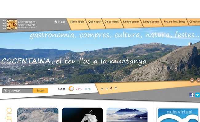Aspecte del nou portal web de Turisme Cocentaina.