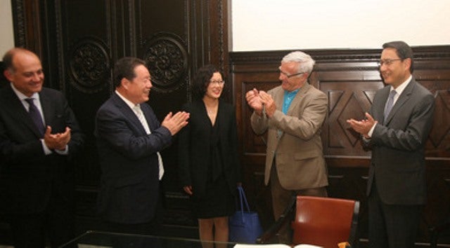 Ribó i Calabuig reben l'ambaixador xinés i el vicealcalde de Xi’an.