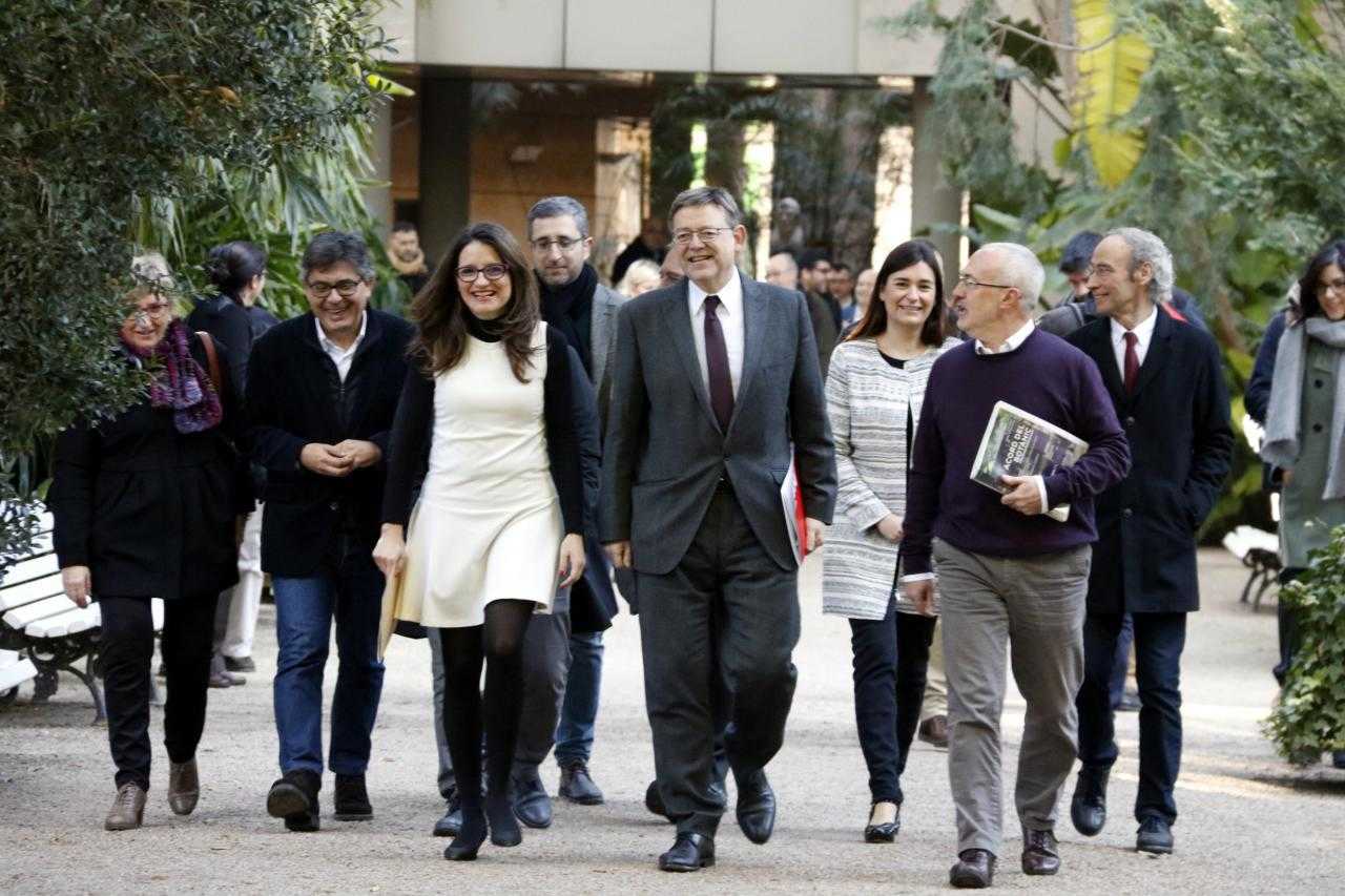 Acte de signatura de la renovació de l'Acord del Botànic en gener d'enguany.