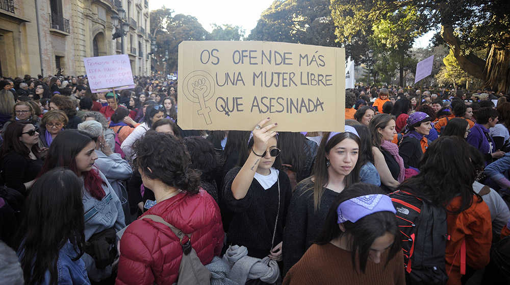 Imatge de la manifestació del 8 de març de 2018.